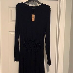 Black long sleeve sweater dress